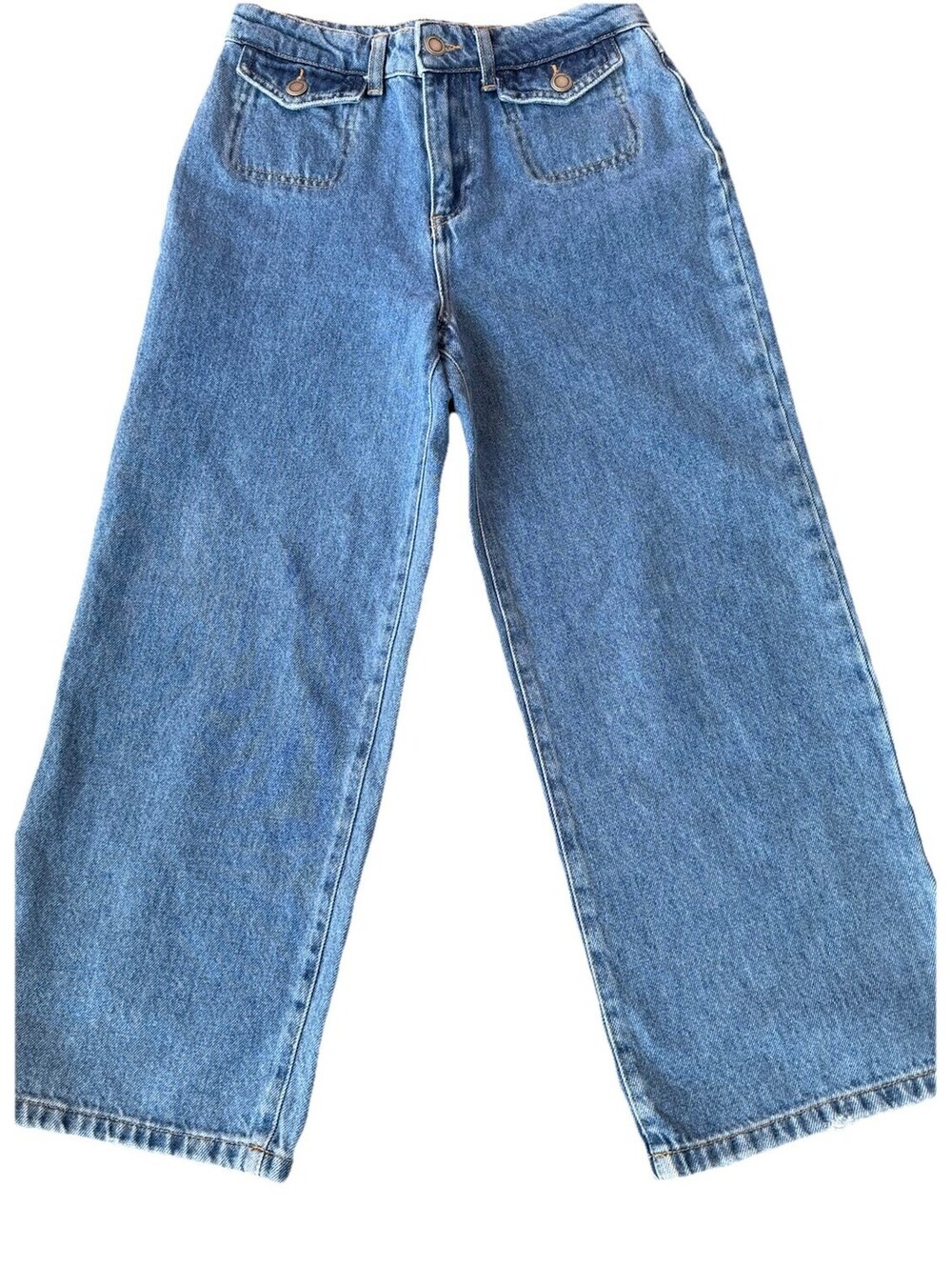 Oliver Bonas Barrel Wide Leg Crop Jeans Womens sz 2 High Rise Retro London Style